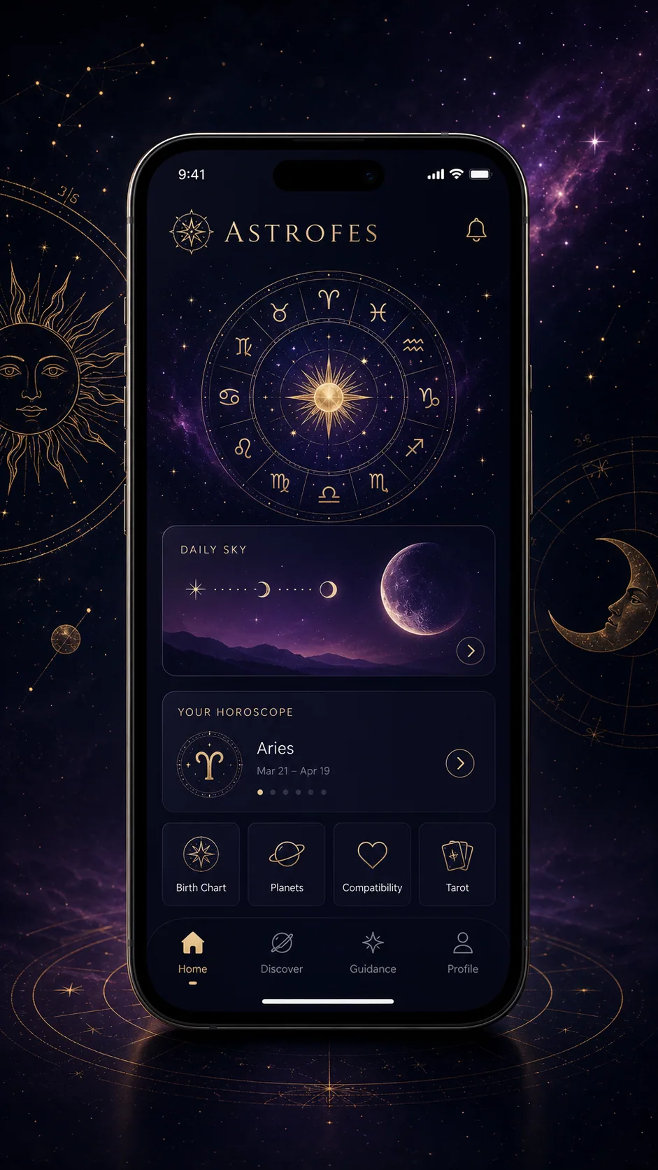 Astrofes uygulama ana ekranı