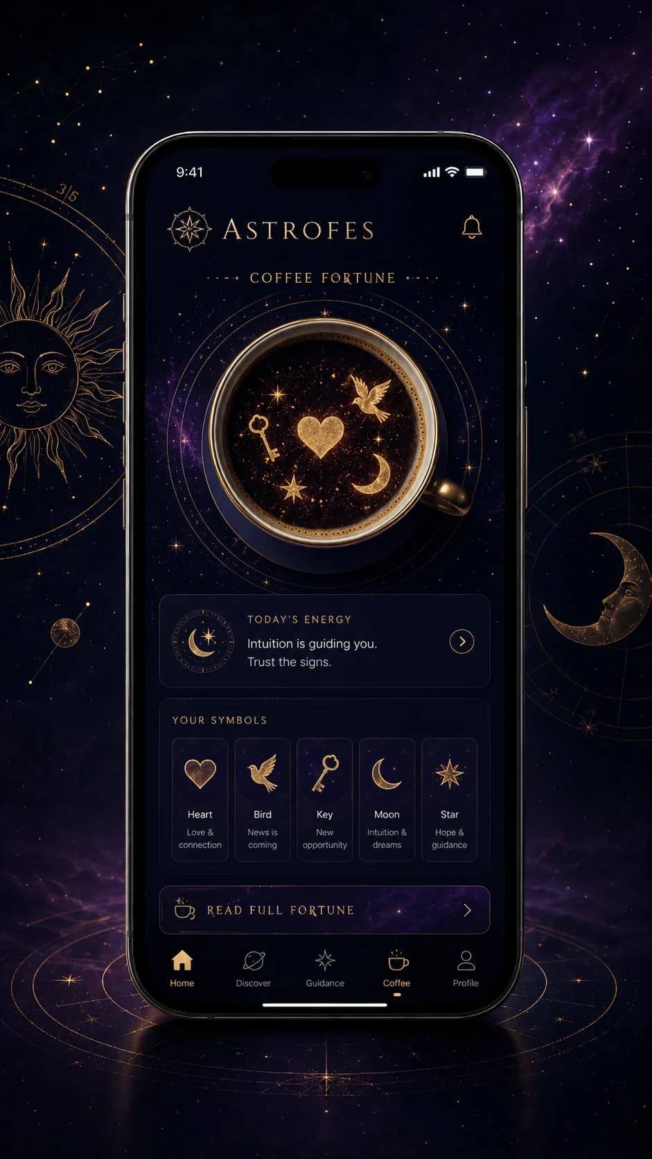 Pantalla de lectura de café de Astrofes